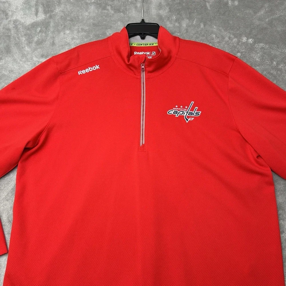NHL Washington Capitals Reebok Center Ice Mens 1/4 Zip sweatshirt size 2XL